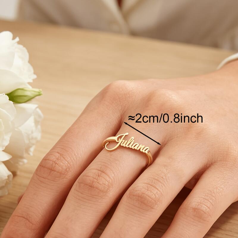 Women's Elegant 316L Stainless Steel Letter Ring